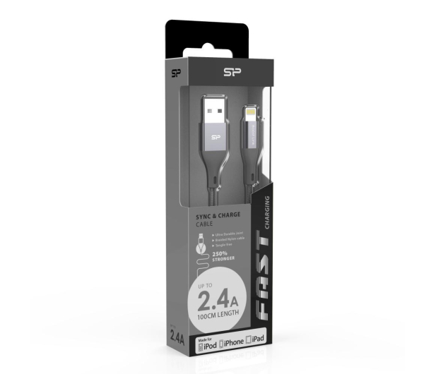 Silicon Power Kabel USB-Lightning MFI Silicon 1m w otulinie szary # - 1457754 - zdjęcie 2